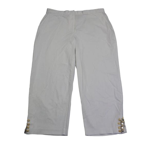 Ruby Rd Pants Womens 14 White Ankle High Rise Elastic Waist Stretch Hook Eye - Picture 1 of 16